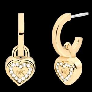 Michael Kors Gold Heart Earrings with Crystals